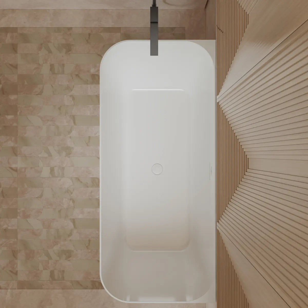 MonBlari TW-7619 White Acrylic Back-to-Wall Bathtub 1500mm-1700mm