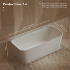 MonBlari TW-7619 White Acrylic Back-to-Wall Bathtub 1500mm-1700mm