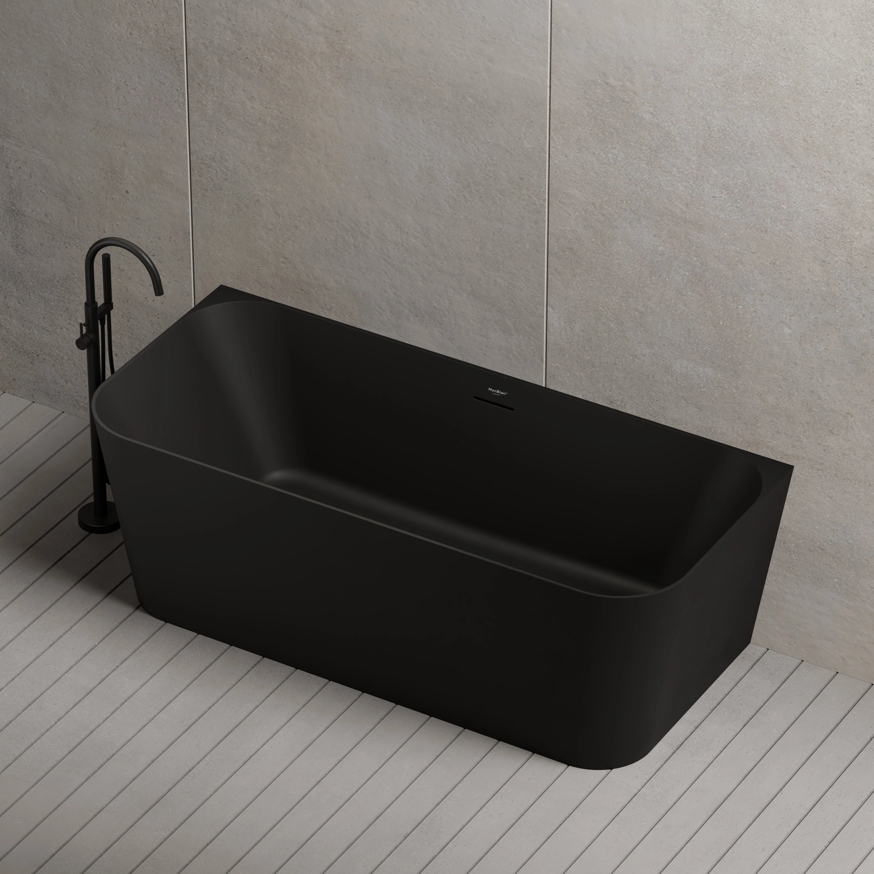 MonBlari TW-7619 Blck Acrylic Back-to-Wall Bathtub 1500mm-1700mm