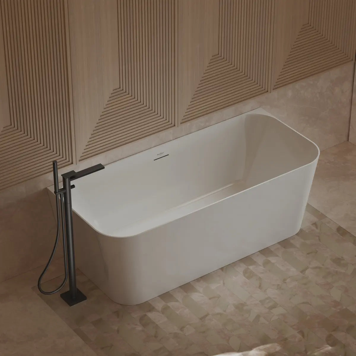 MonBlari TW-7619 White Acrylic Back-to-Wall Bathtub 1500mm-1700mm