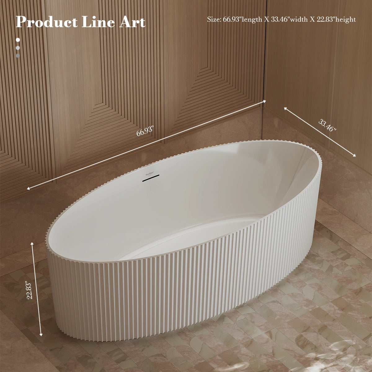 Monblari TW-7687 White Acrylic Freestanding Bathtub 1500mm - 1700mm