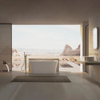 MonBlari TW-7725 White Acrylic Back-to-Wall Bathtub 1500mm - 1700mm