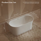 MonBlari TW-7725 White Acrylic Back-to-Wall Bathtub 1500mm - 1700mm