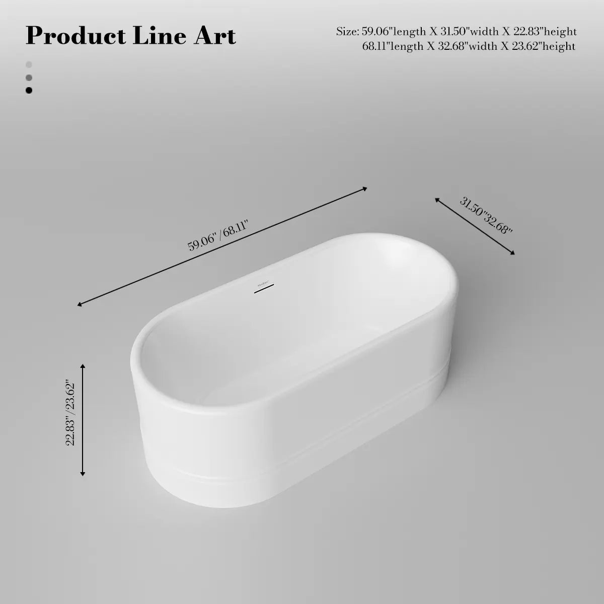 MonBlari TW-7780 White Acrylic Freestanding Bathtub 1500mm - 1700mm