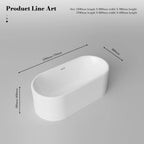 MonBlari TW-7780 White Acrylic Freestanding Bathtub 1500mm - 1700mm