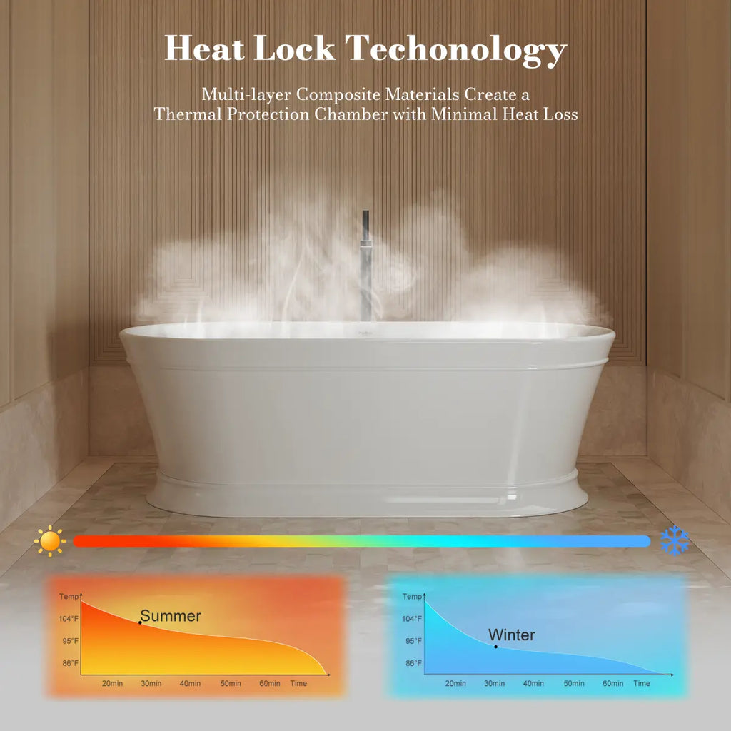 MonBlari TW-7796 White Acrylic Freestanding Bathtub 1700mm