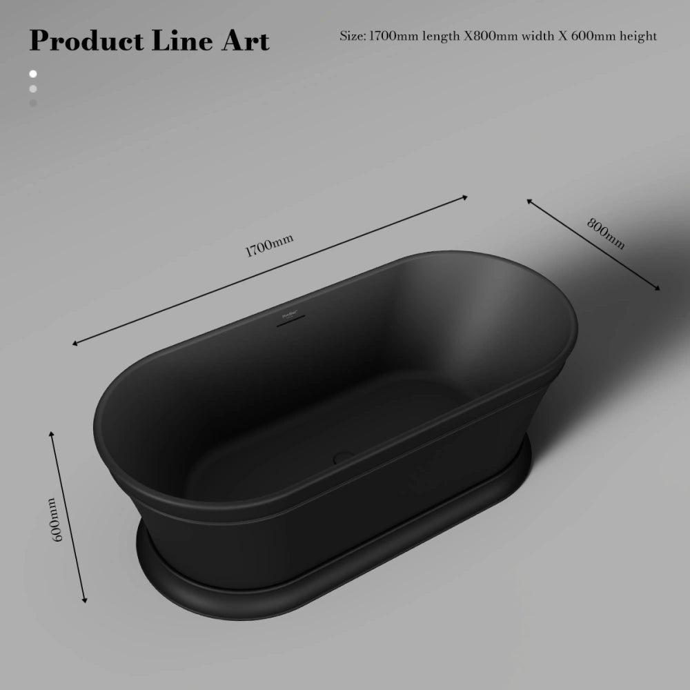 MonBlari TW-7796 Black Acrylic Freestanding Bathtub 1700mm