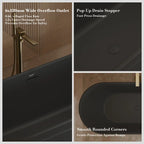 MonBlari TW-7796 Black Acrylic Freestanding Bathtub 1700mm