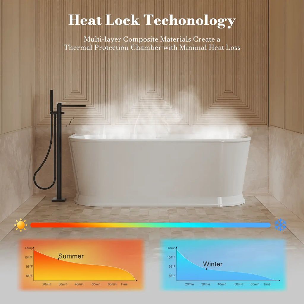 MonBlari TW-7797 White Acrylic Back-to-Wall Bathtub 1700mm