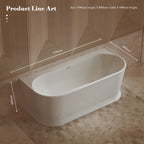 MonBlari TW-7797 White Acrylic Back-to-Wall Bathtub 1700mm