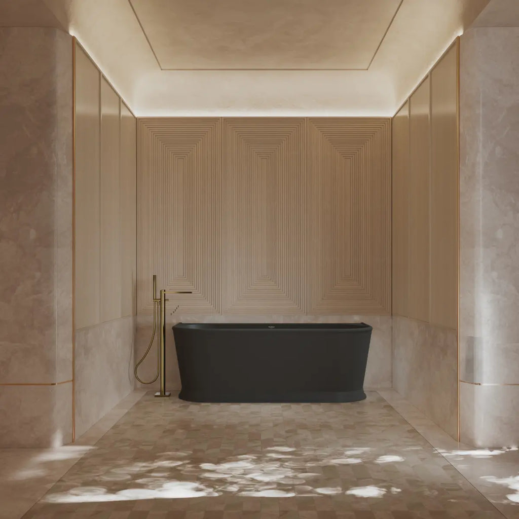 MonBlari TW-7797 Black Acrylic Back-to-Wall Bathtub 1700mm