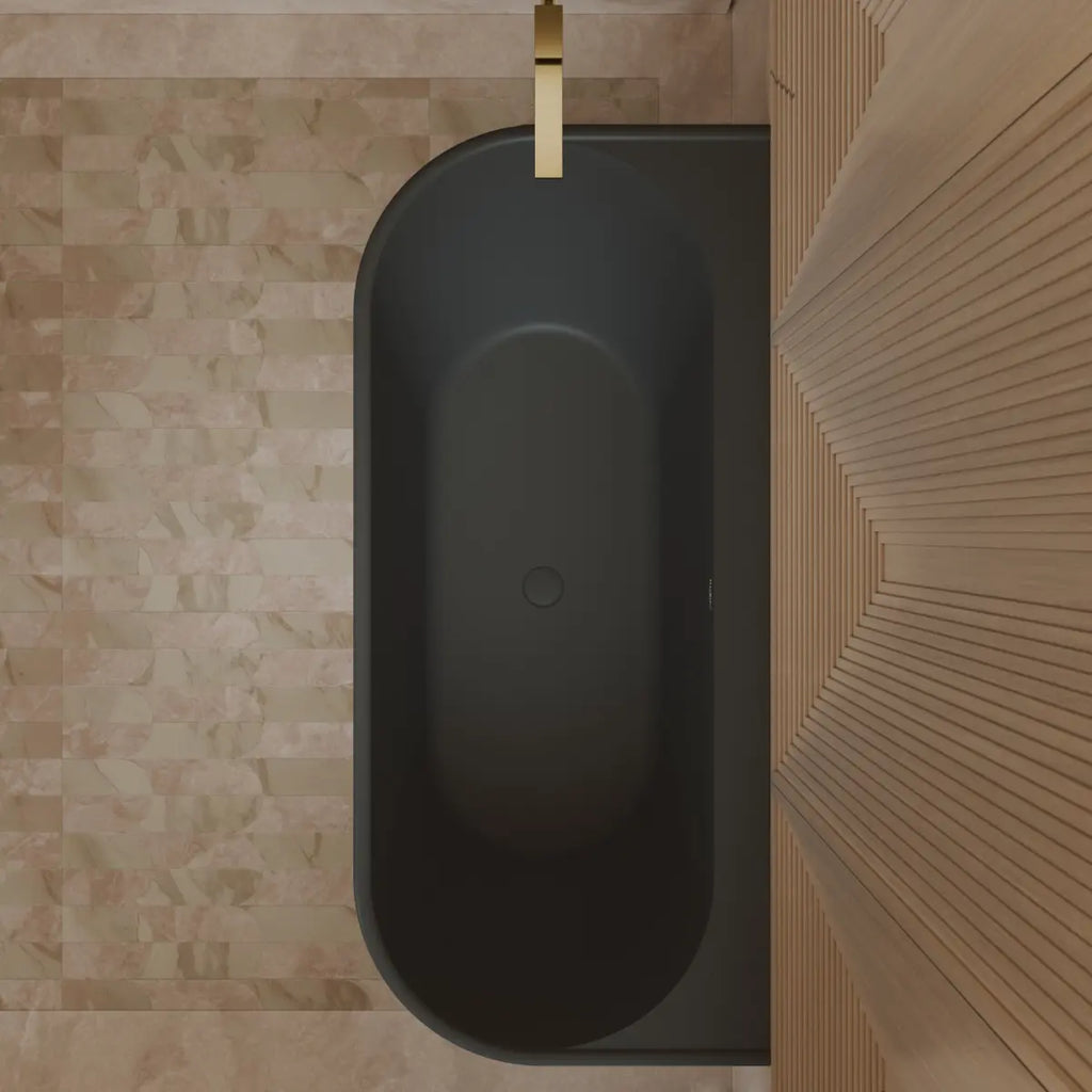 MonBlari TW-7797 Black Acrylic Back-to-Wall Bathtub 1700mm