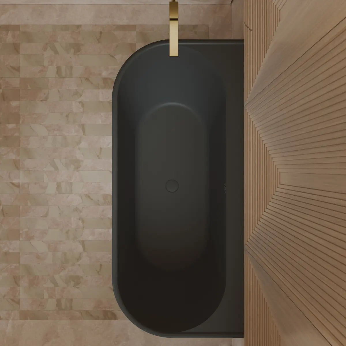 MonBlari TW-7797 Black Back-to-Wall Acrylic Bathtub 1700mm