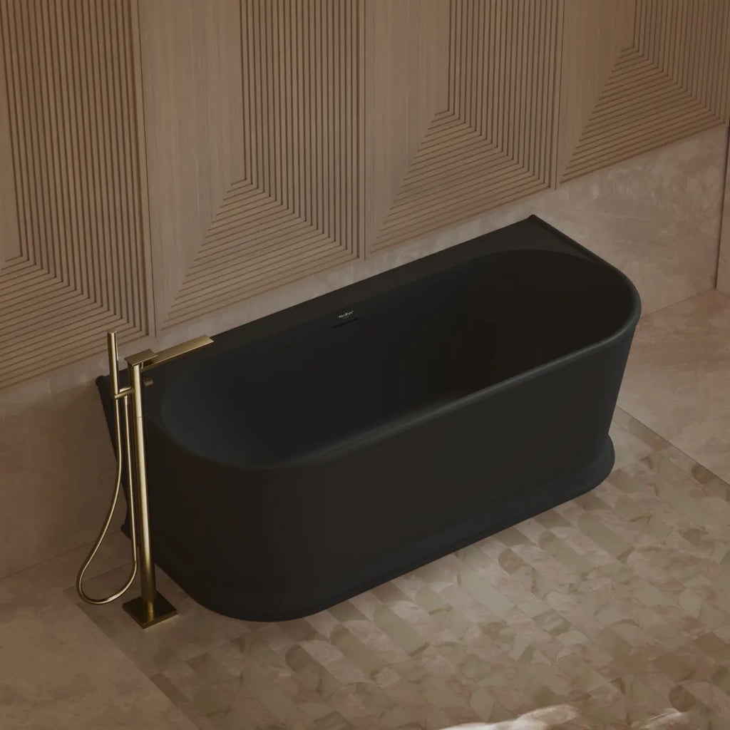 MonBlari TW-7797 Black Acrylic Back-to-Wall Bathtub 1700mm
