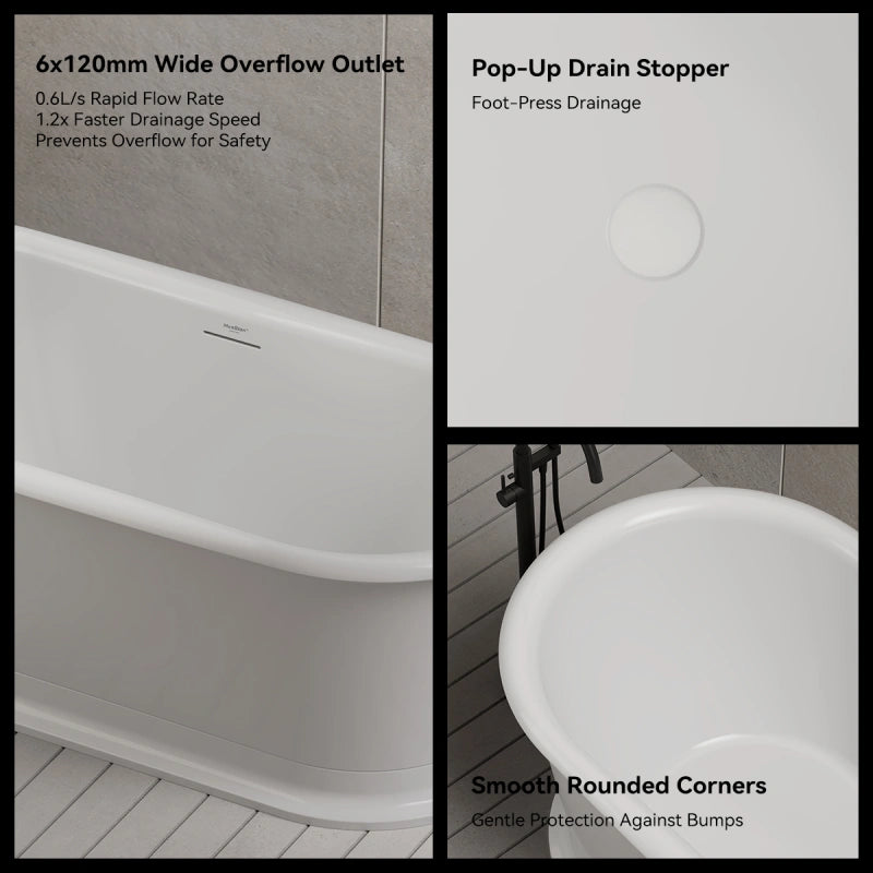MonBlari TW-7793 Acrylic Tub Freestanding Soaking Bathtub