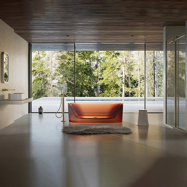 MonBlari TW-8301T Resin Fluted Design Freestanding Bathtub