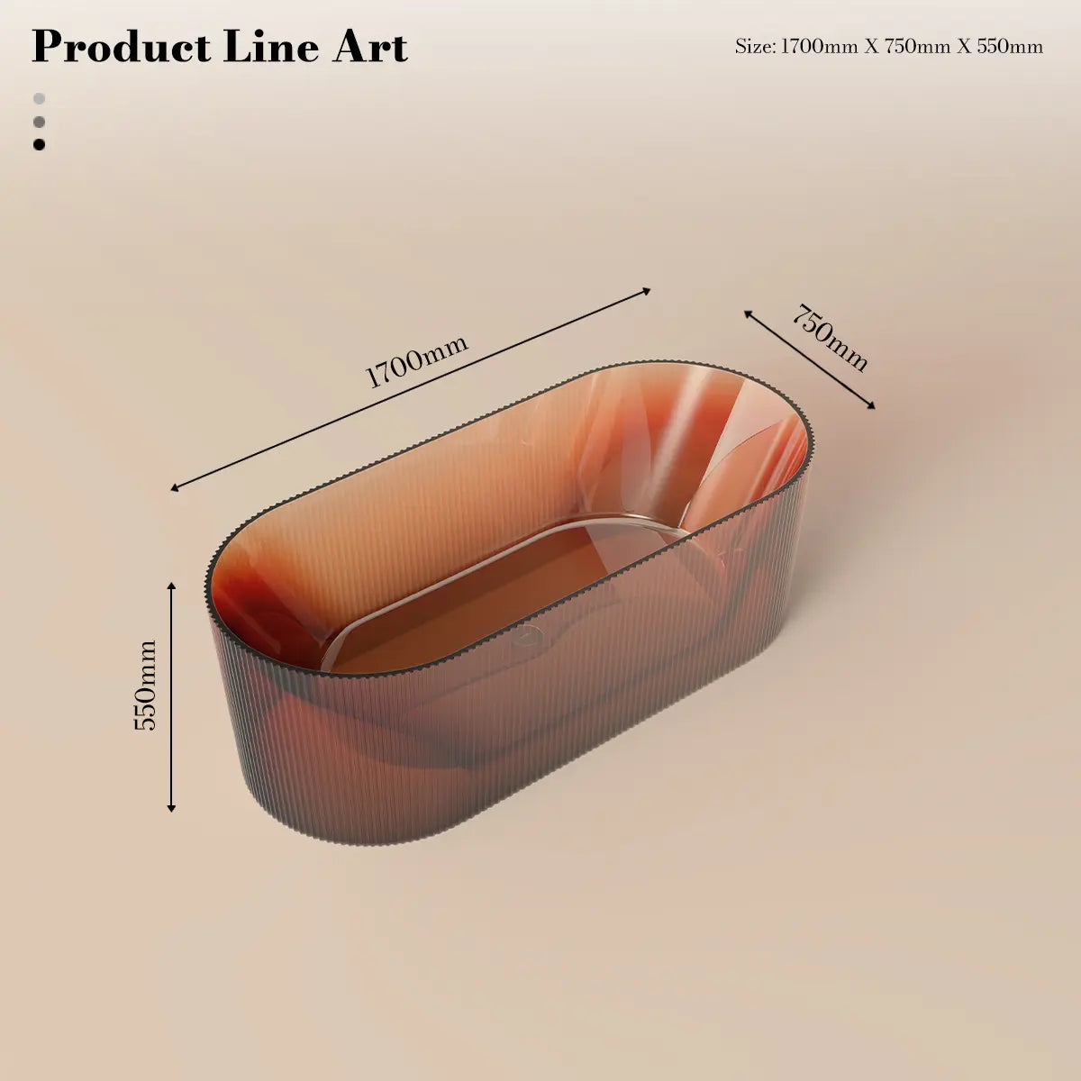 MonBlari TW-8301T Resin Fluted Design Freestanding Bathtub