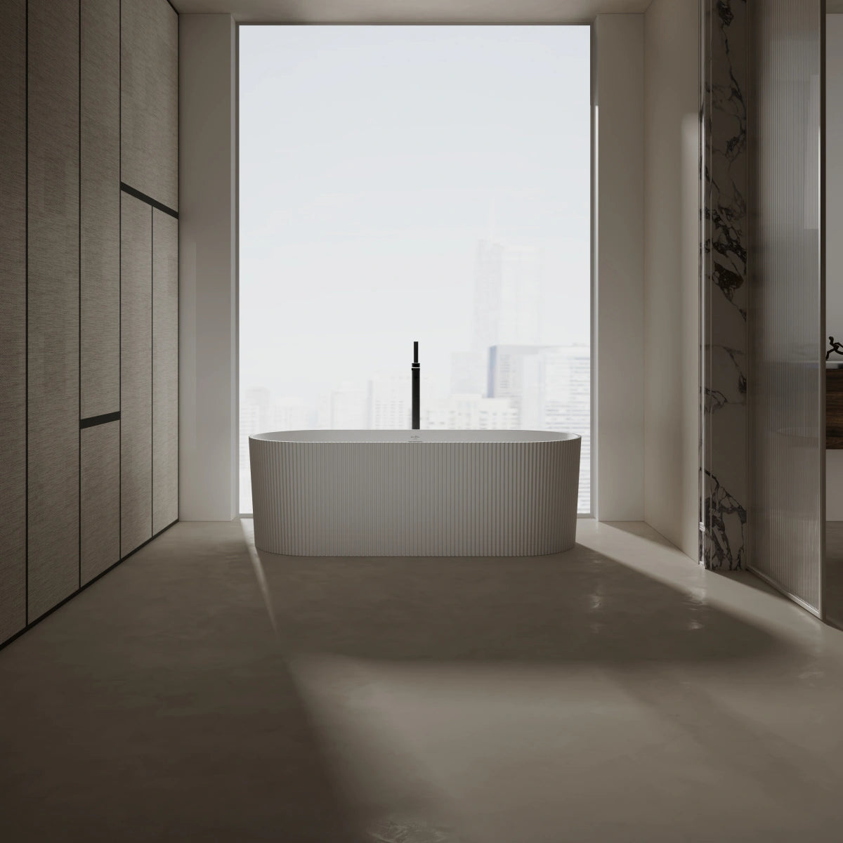 MONBLARI TW-8301 WHITE FREESTANDING STON BATH 66.93" Main image