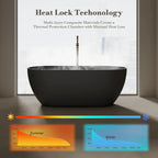 MonBlari TW-8501 Black Solid Surface Freestanding Bathtub 1500mm - 1700mm