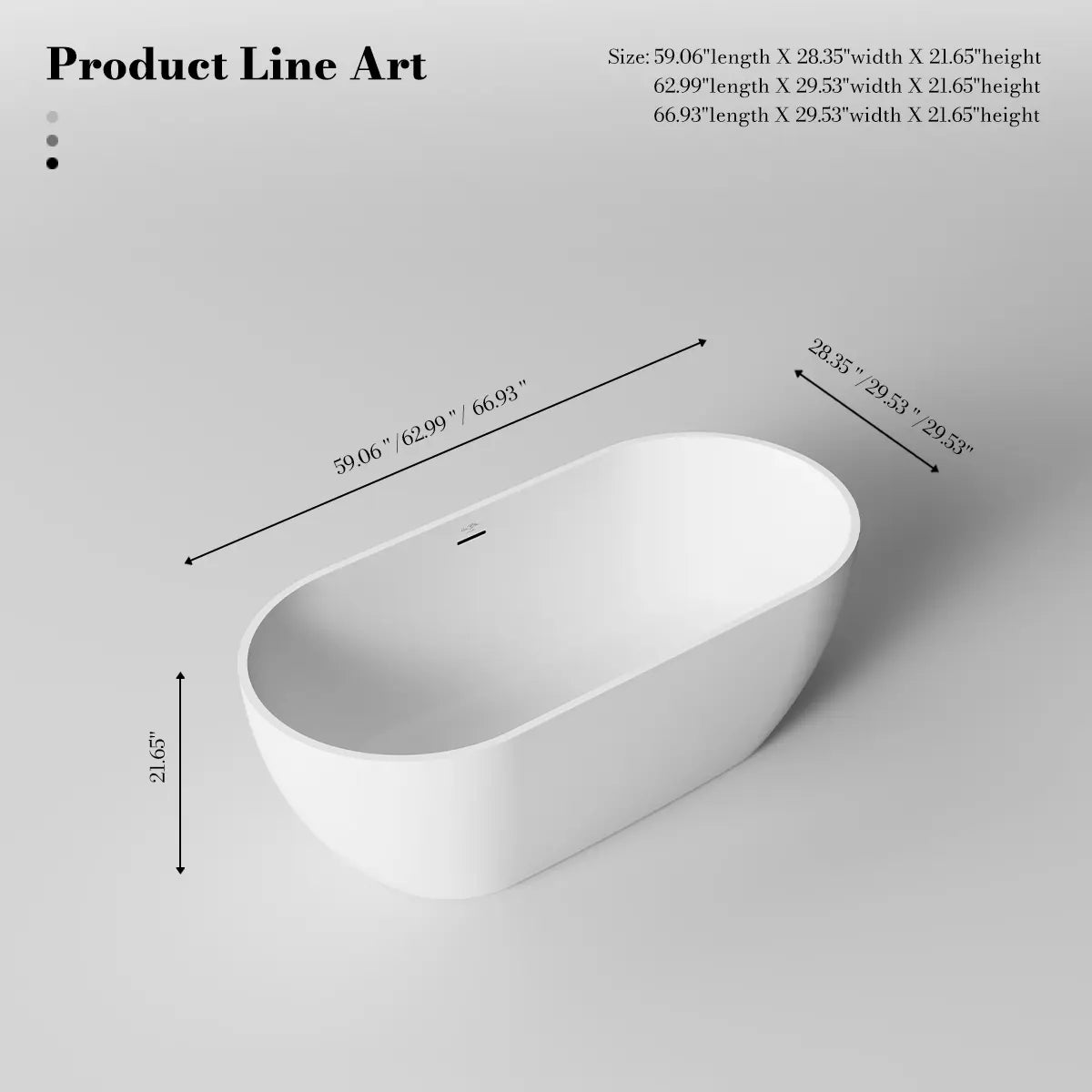 MonBlari TW-8501 White Solid Surface Freestanding Bathtub 1500mm - 1700mm