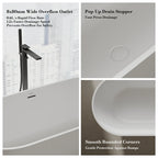 MonBlari TW-8501 White Solid Surface Freestanding Bathtub 1500mm - 1700mm