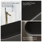 MonBlari TW-8501 Black Solid Surface Freestanding Bathtub 1500mm - 1700mm