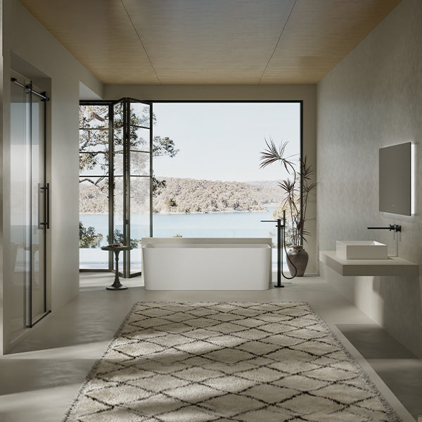 MonBlari TW-8506 Solid Surface Back-to-Wall Bathtub Soaking Tub