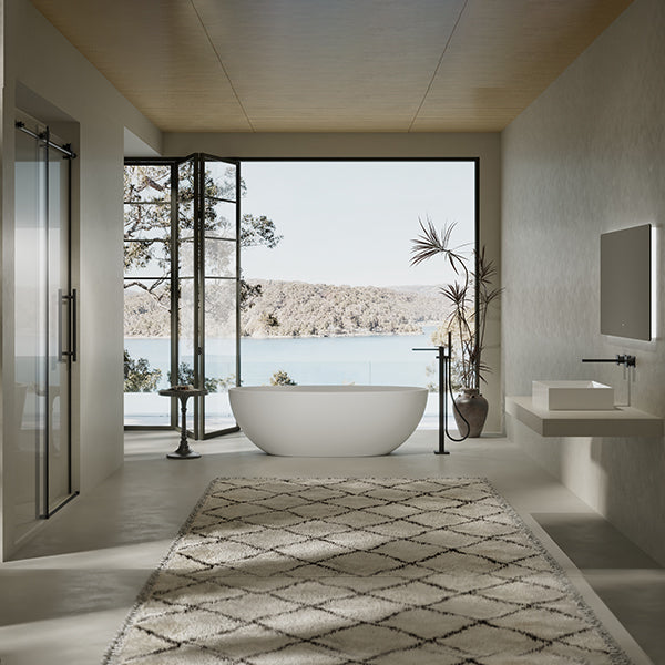 MonBlari TW-8507 White Solid Surface Freestanding Bathtub 1300mm - 1800mm