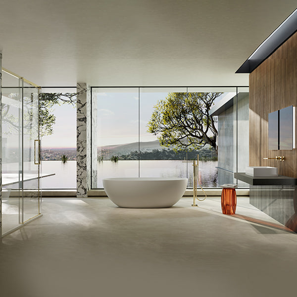 MonBlari TW-8507 White Solid Surface Freestanding Bathtub 1300mm - 1800mm