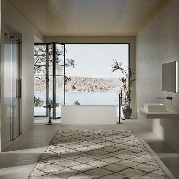 MonBlari TW-8572 White Solid Surface Freestanding Bathtub 1300mm - 1700mm