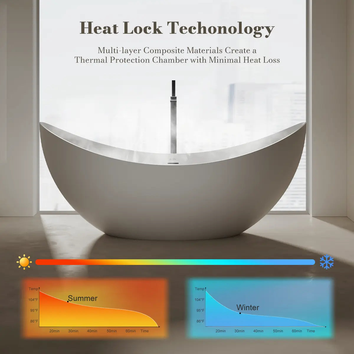 MonBlari TW-8618 White Solid Surface Double Slipper Bathtub 1800mm