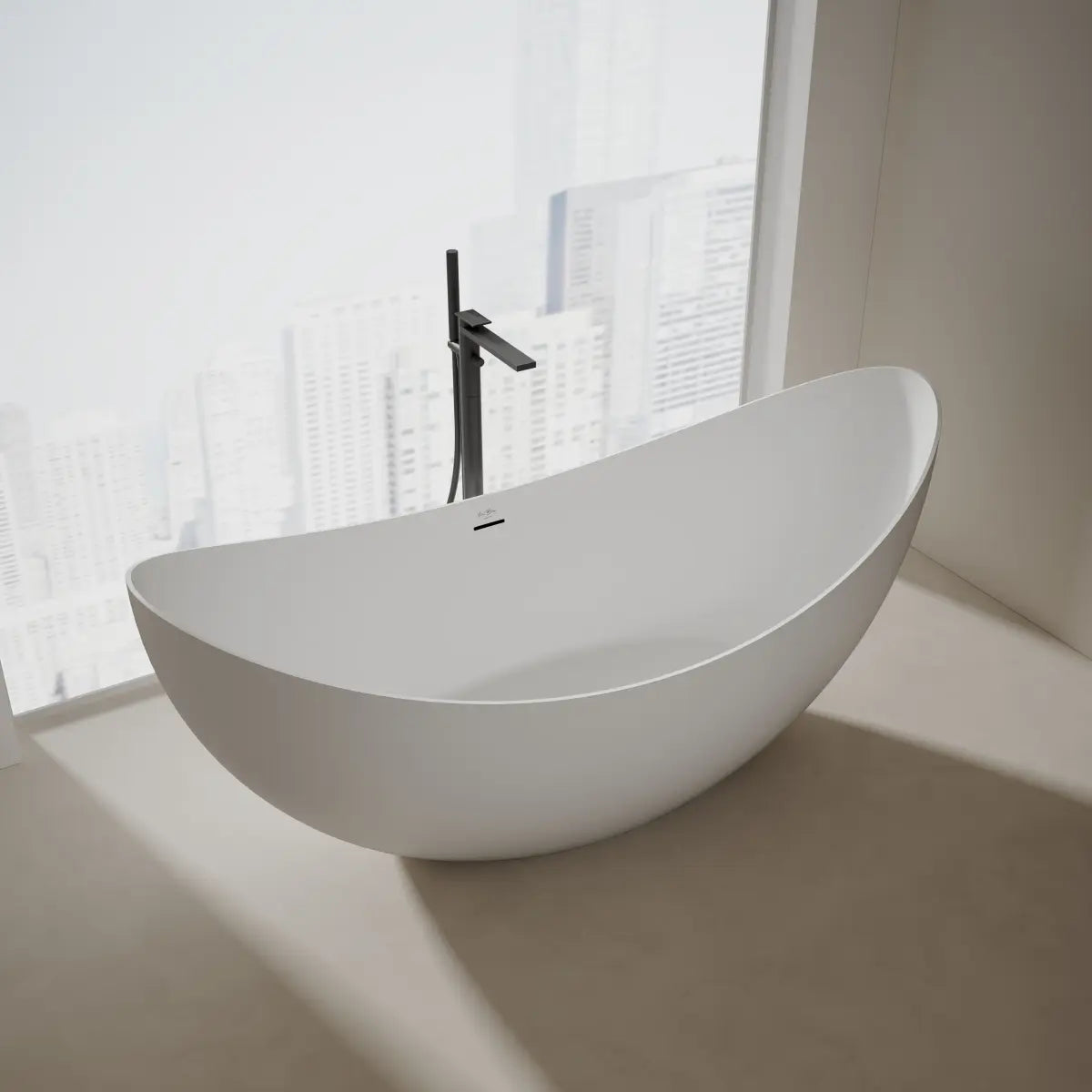 MonBlari TW-8618 White Solid Surface Double Slipper Bathtub 1800mm