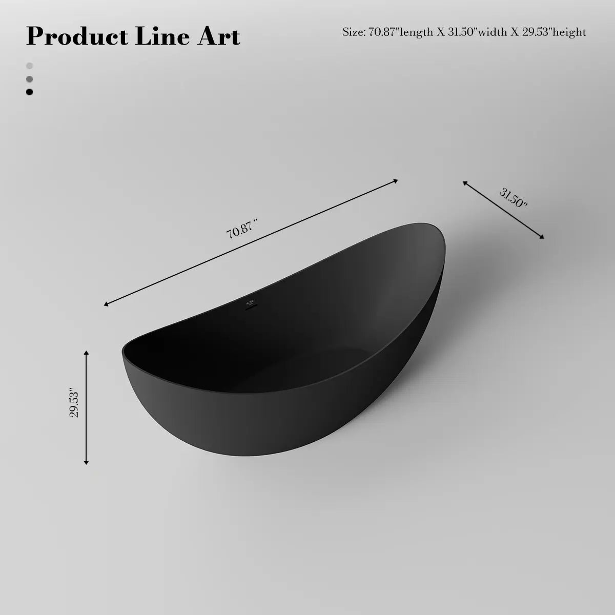MonBlari TW-8618 Black Solid Surface Double Slipper Bathtub 1800mm