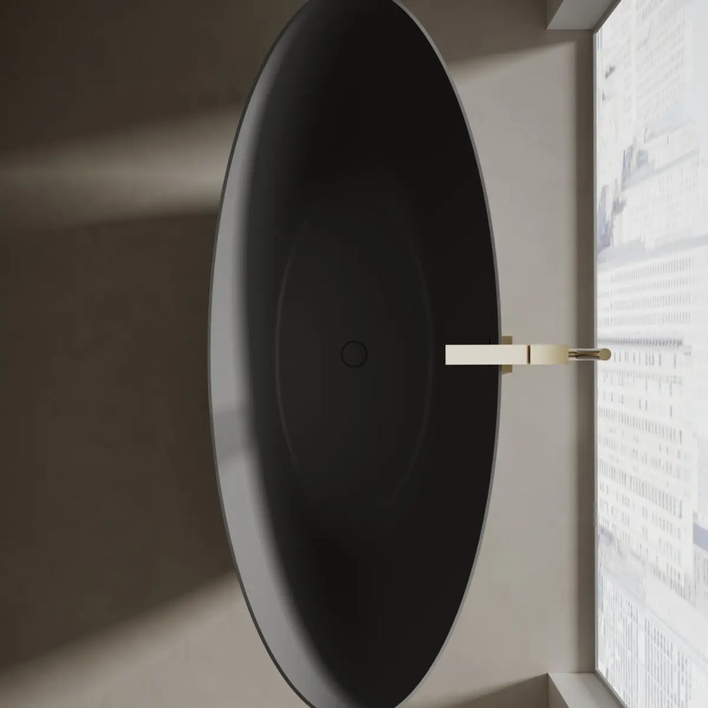 MonBlari TW-8618 Black Solid Surface Double Slipper Bathtub 1800mm