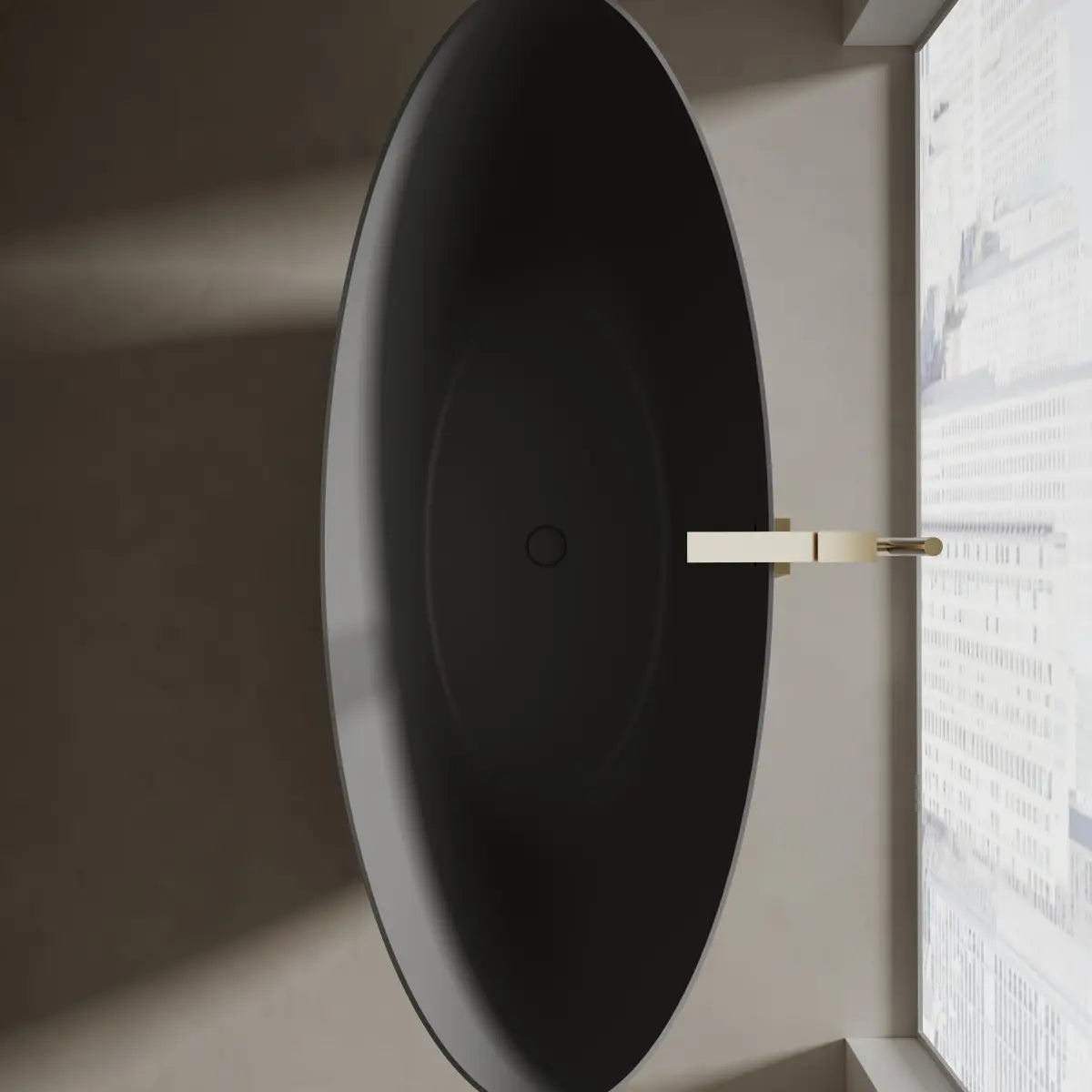 MonBlari TW-8618 Black Solid Surface Double Slipper Bathtub 1800mm