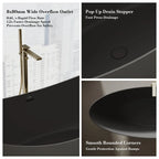 MonBlari TW-8618 Black Solid Surface Double Slipper Bathtub 1800mm
