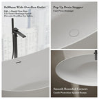 MonBlari TW-8618 White Solid Surface Double Slipper Bathtub 1800mm