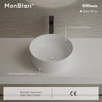 MonBlari TW-A105 White Solid Surface Countertop Basin 400mm