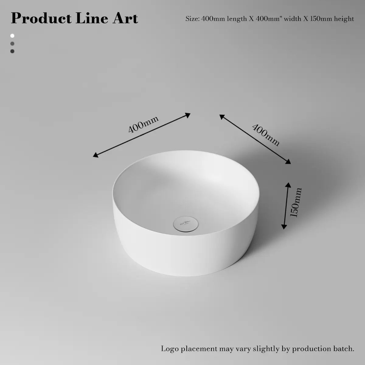 MonBlari TW-A105 White Solid Surface Countertop Basin 400mm