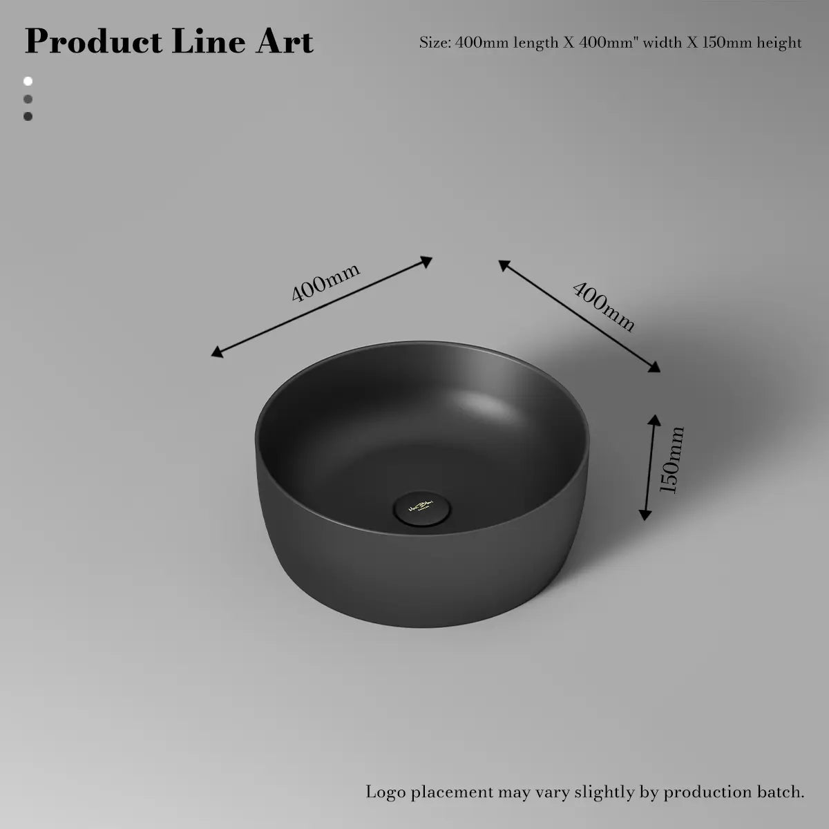 MonBlari TW-A105 Black Solid Surface Countertop Basin 400mm