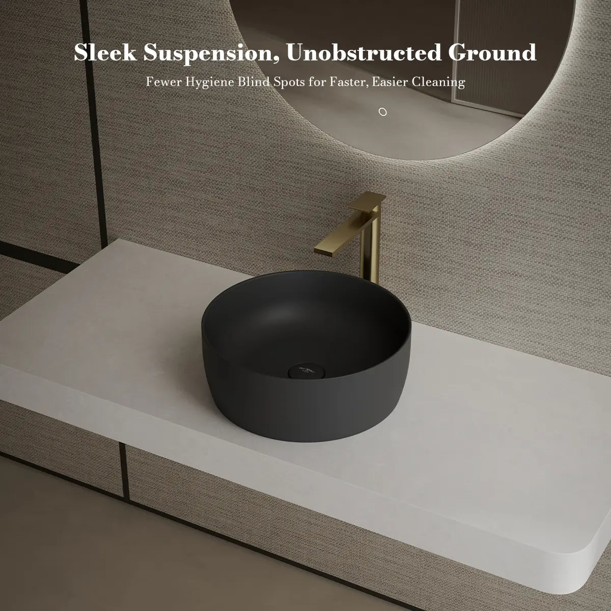 MonBlari TW-A105 Black Solid Surface Countertop Basin 400mm