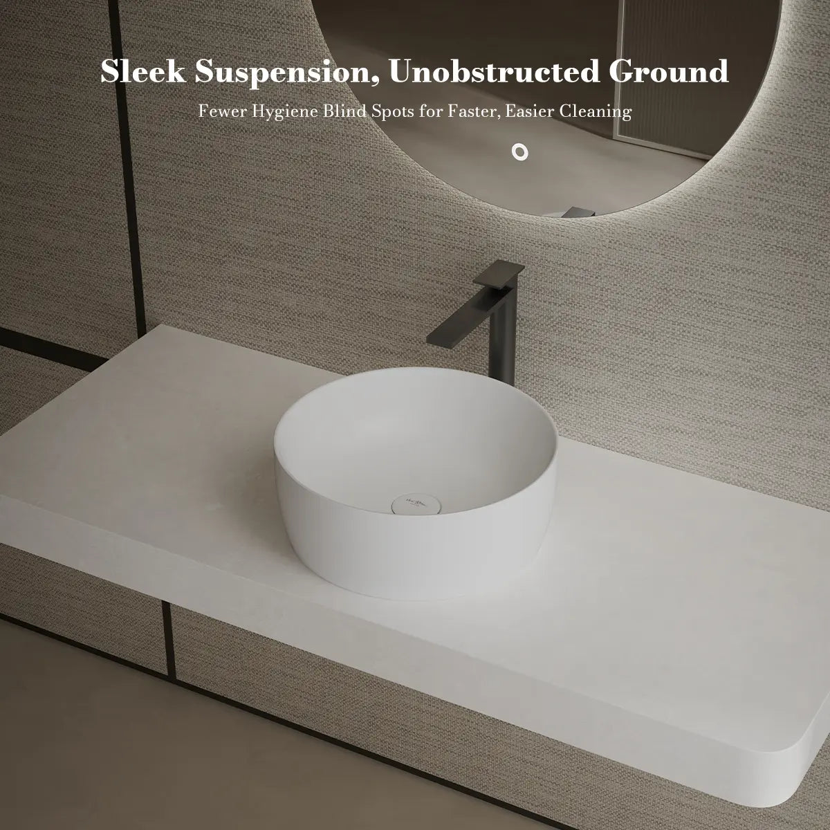 MonBlari TW-A105 White Solid Surface Countertop Basin 400mm