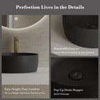 MonBlari TW-A105 Black Solid Surface Countertop Basin 400mm
