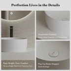 MonBlari TW-A105 White Solid Surface Countertop Basin 400mm