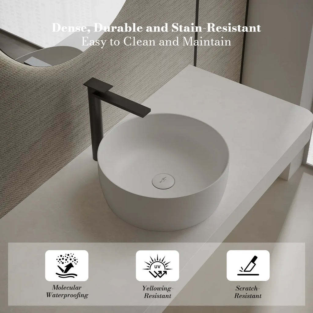 MonBlari TW-A105 White Solid Surface Countertop Basin 400mm