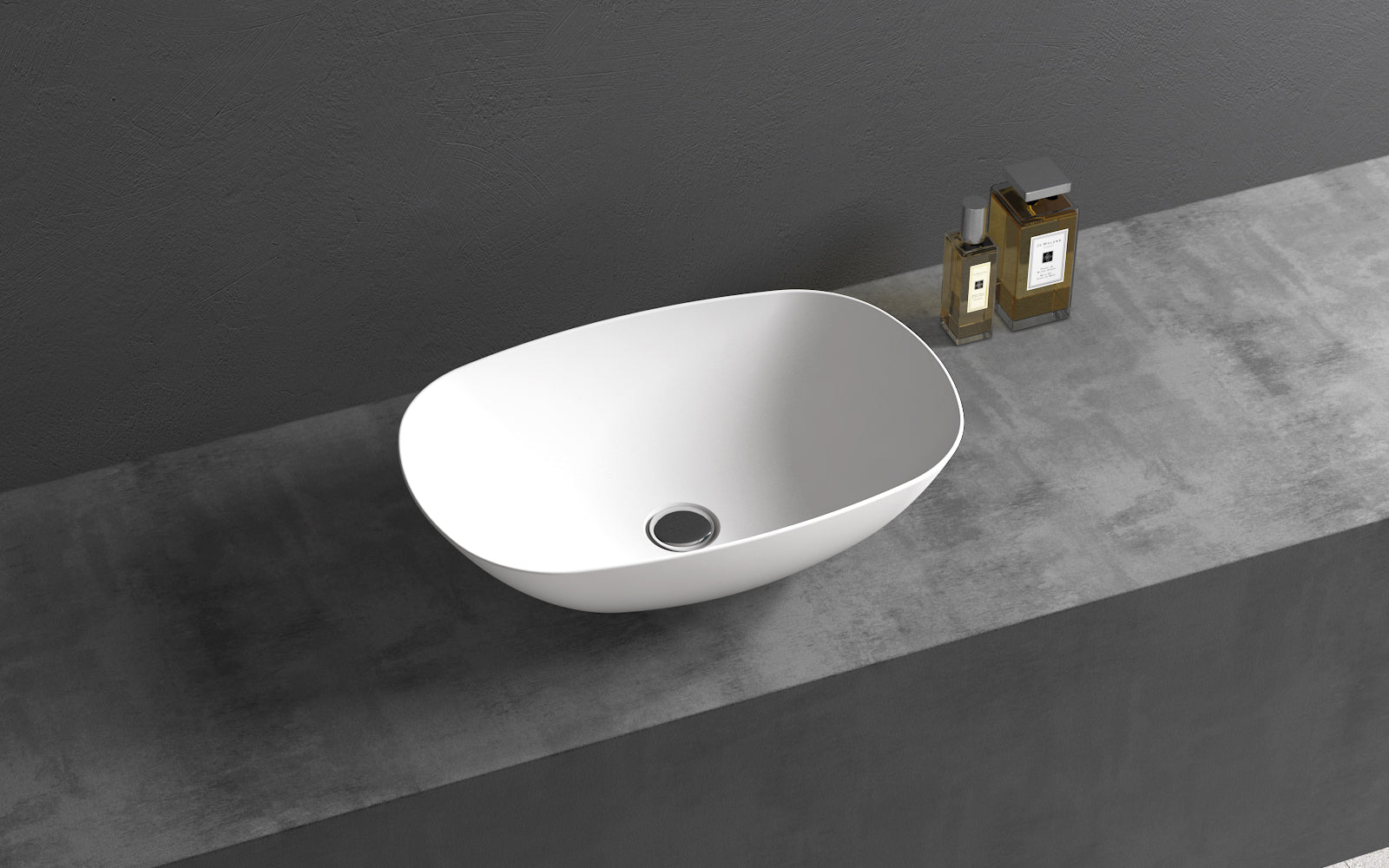 MonBlari TW-A107 oval countertop basin – modern solid surface bathroom sink Main image