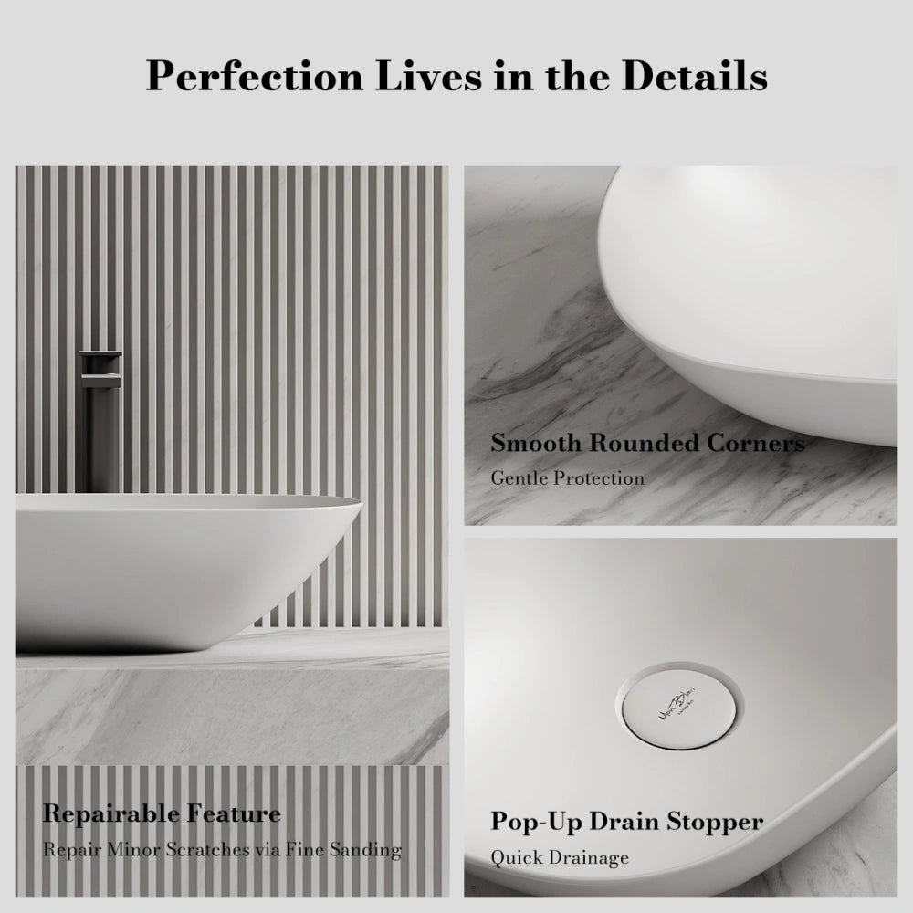 MonBlari TW-A107 Oval Solid Surface Countertop Basin 540mm