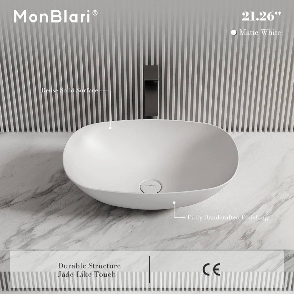 MonBlari TW-A107 Oval Solid Surface Countertop Basin 540mm