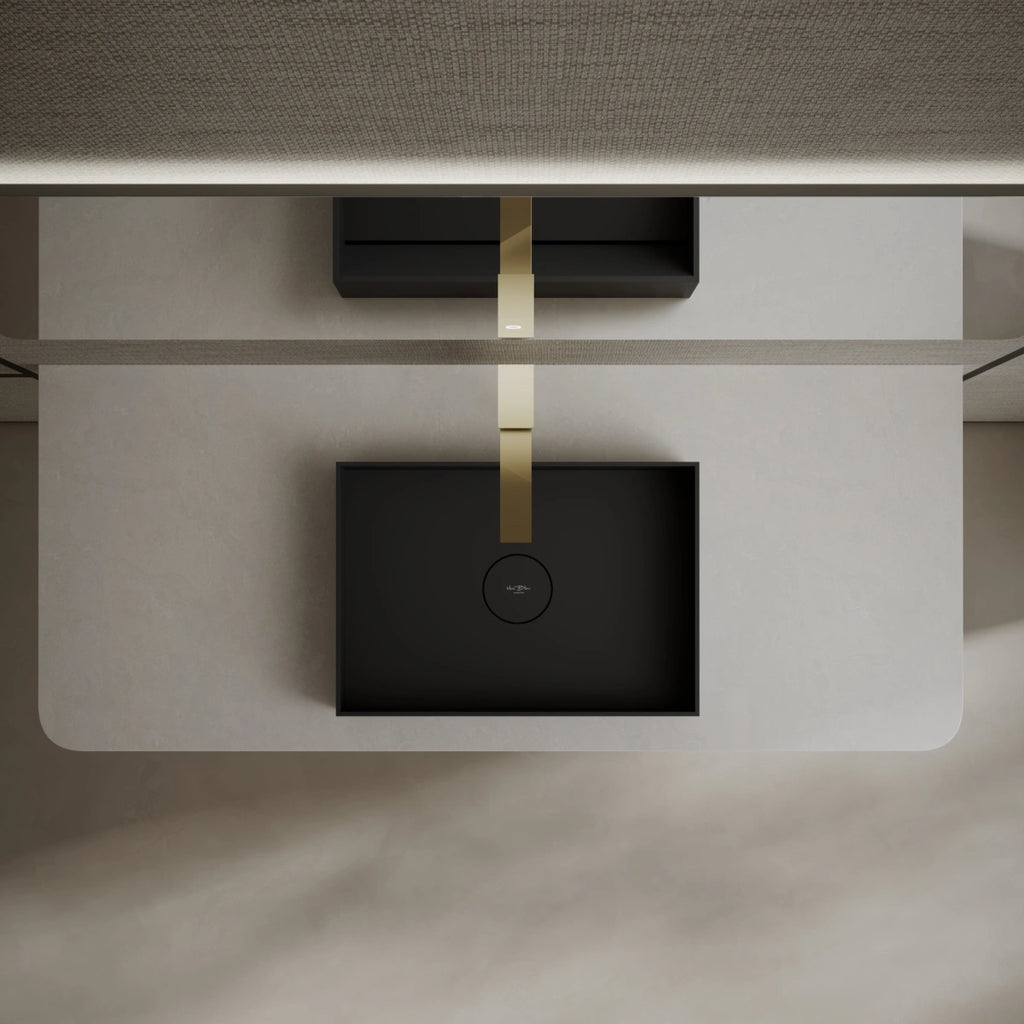 MonBlari TW-A112 Black Solid Surface Countertop Basin 450mm - 500mm
