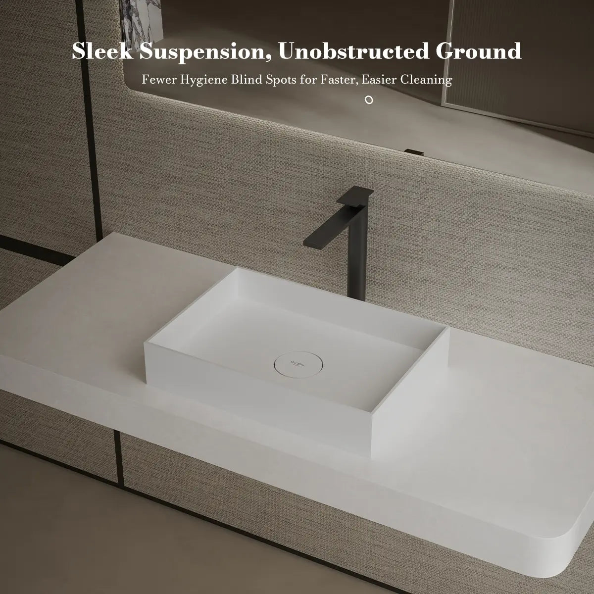 MonBlari TW-A112 White Solid Surface Countertop Basin 450mm - 500mm